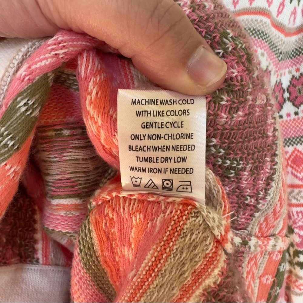 VTG Appleseed’s‎ Fair Isle Cardigan Sweater Cotton Cottagecore Grandmacore XL - Picture 8 of 8